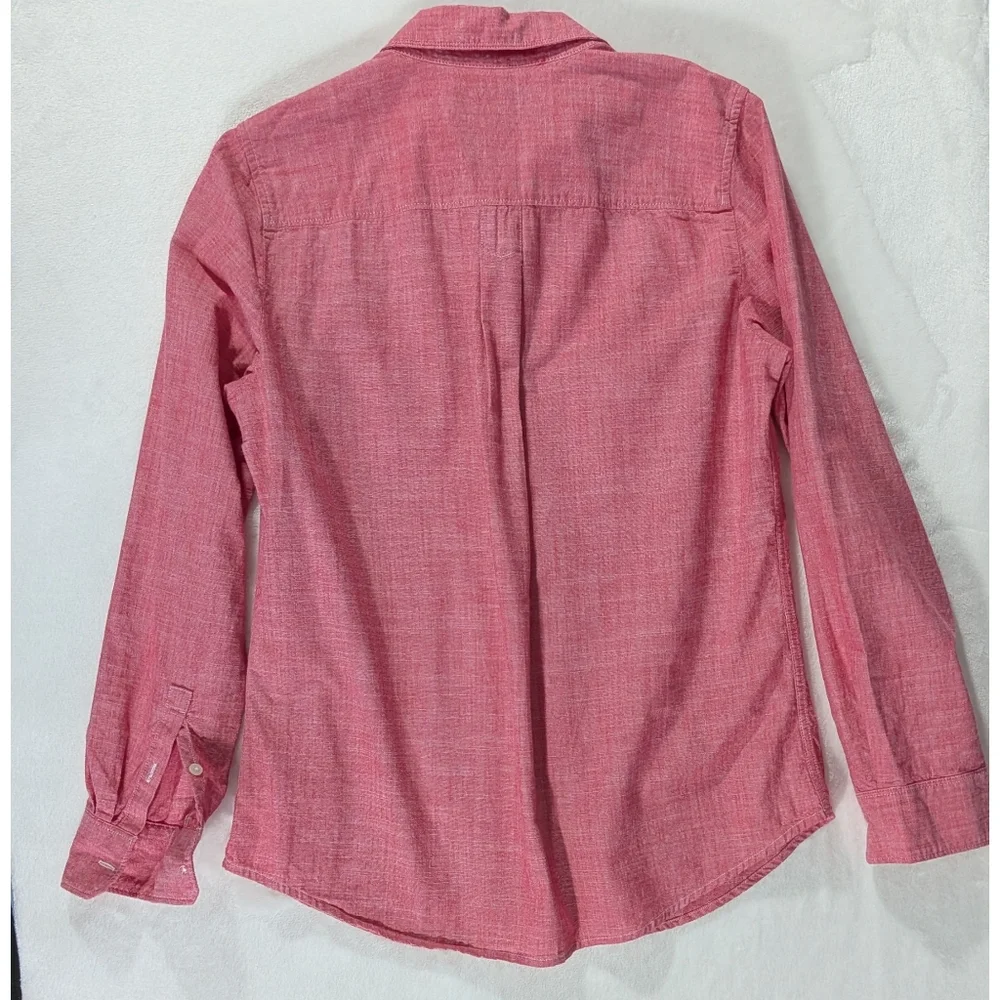 ❤️ Banana Republic Soft Wash 100% Cotton Red Long Sleeve Collar Shirt Size Small